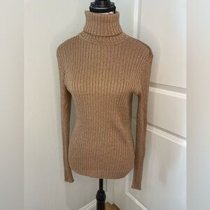 Charter Club Size Large Gold Sparkly Ribbed Turtle Neck